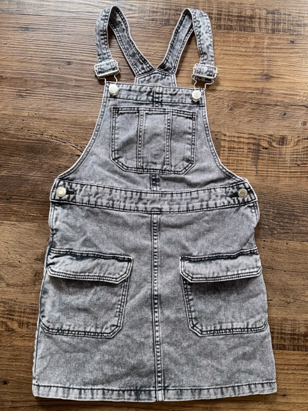 Girls Overalls Dress 6 7 8 Jean Denim H&M Adjustable Straps Pockets